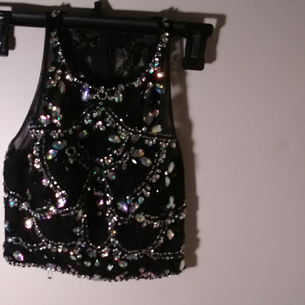 Custom made Black diamonded out dress